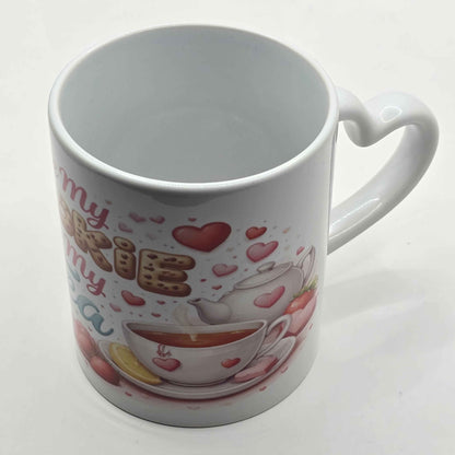 Be My Cookie to My Tea- Heart-Handle Mug ☕🍪