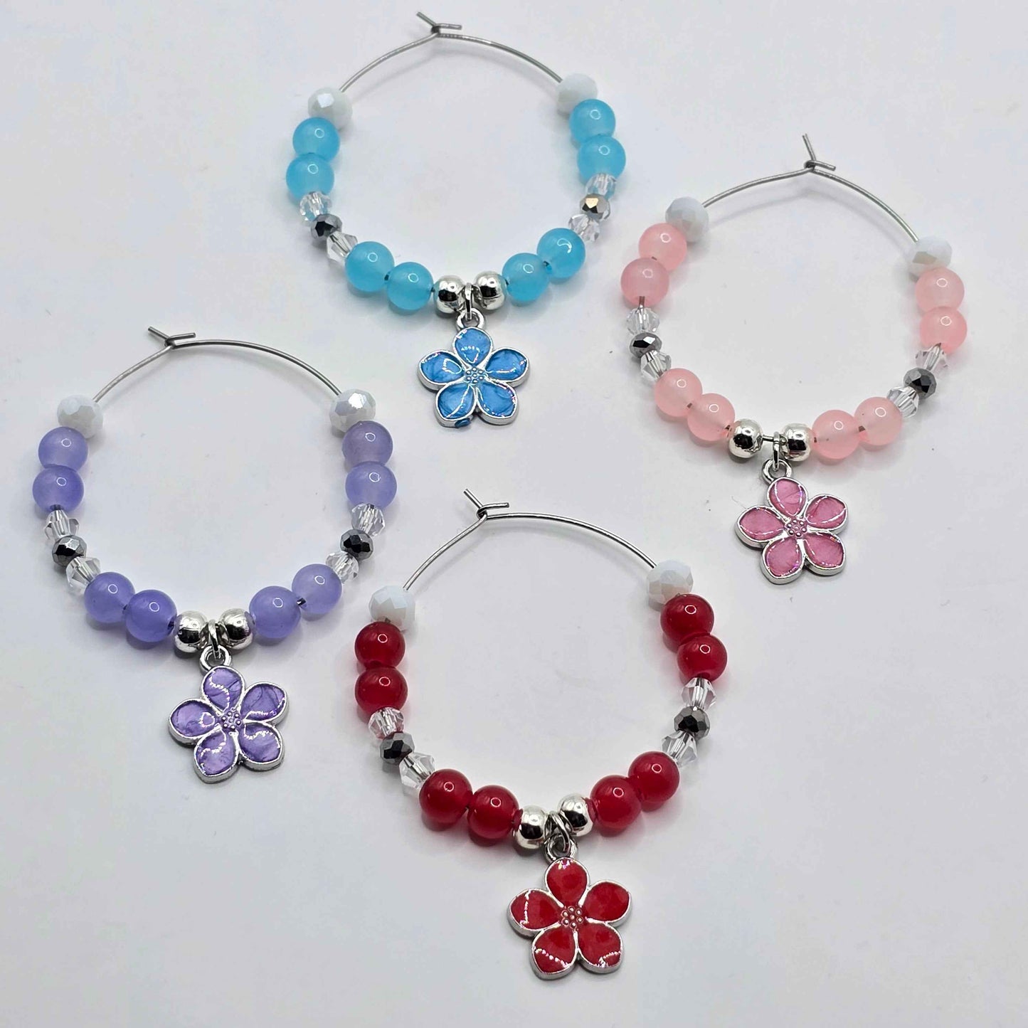 Sakura Cocktail Glass Charms - Floral Wine Glass Charms