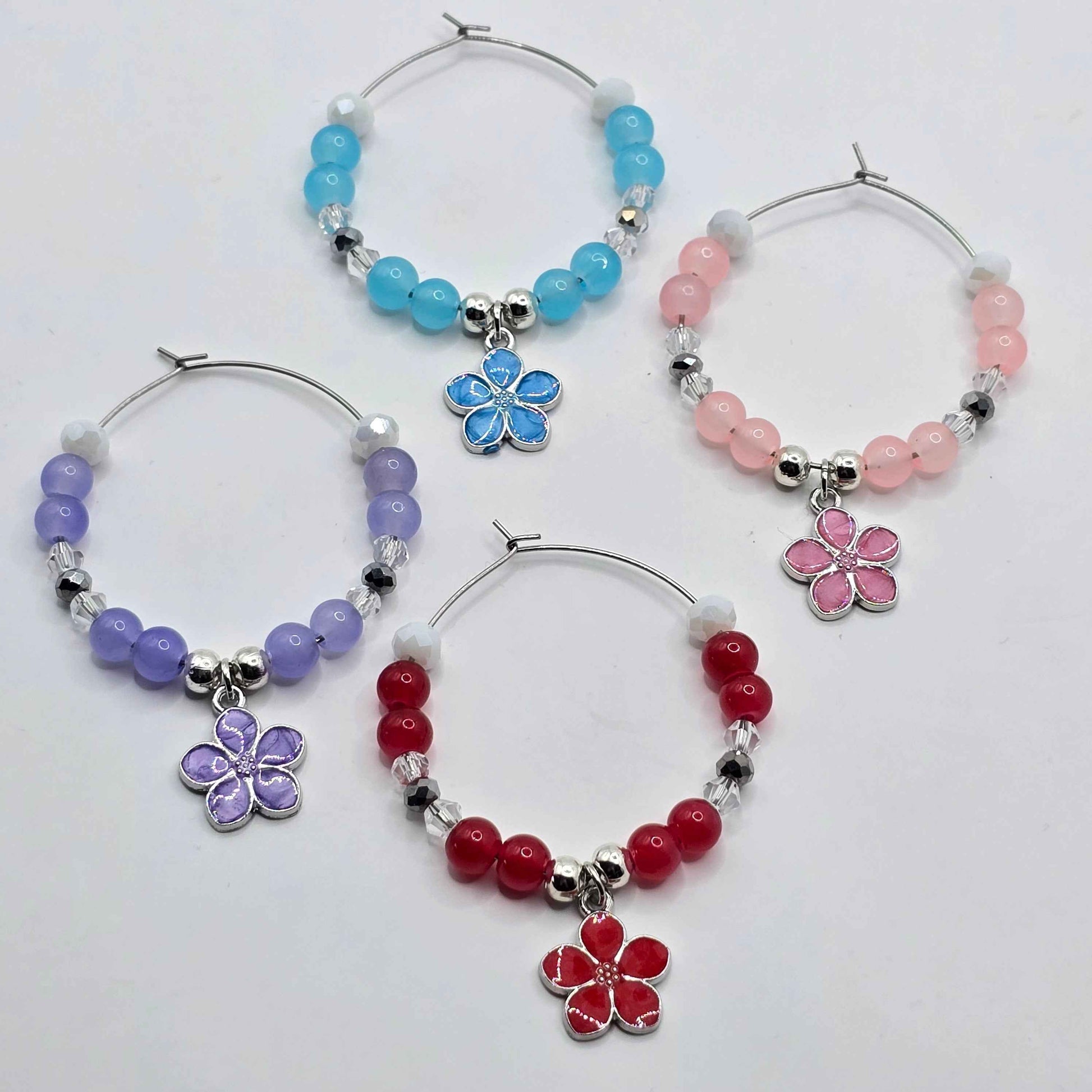 Sakura Cocktail Glass Charms - Floral Wine Glass Charms