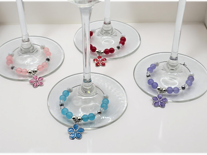 Sakura Glass Charms - Floral Wine / Cocktail Glass Charms