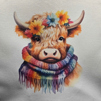 Colour Splash Highland Cow Canvas Tote Bag