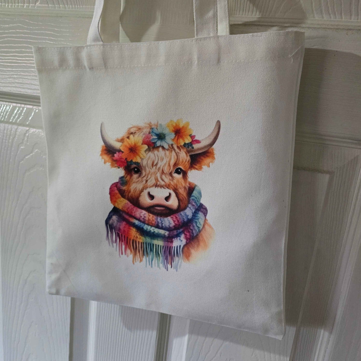 Colour Splash Highland Cow Canvas Tote Bag