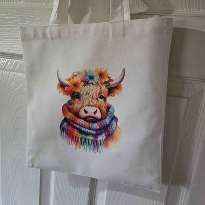 Colour Splash Highland Cow Canvas Tote Bag