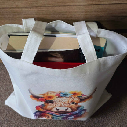 Colour Splash Highland Cow Canvas Tote Bag