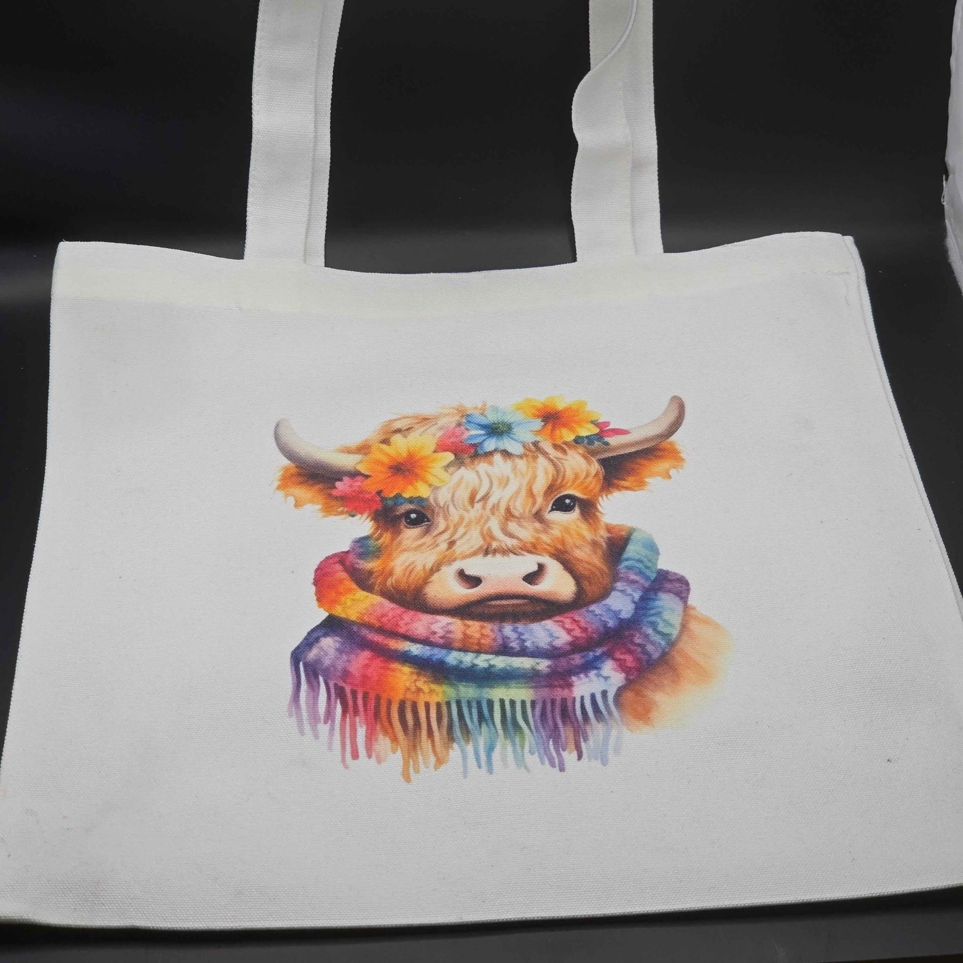 Colour Splash Highland Cow Canvas Tote Bag