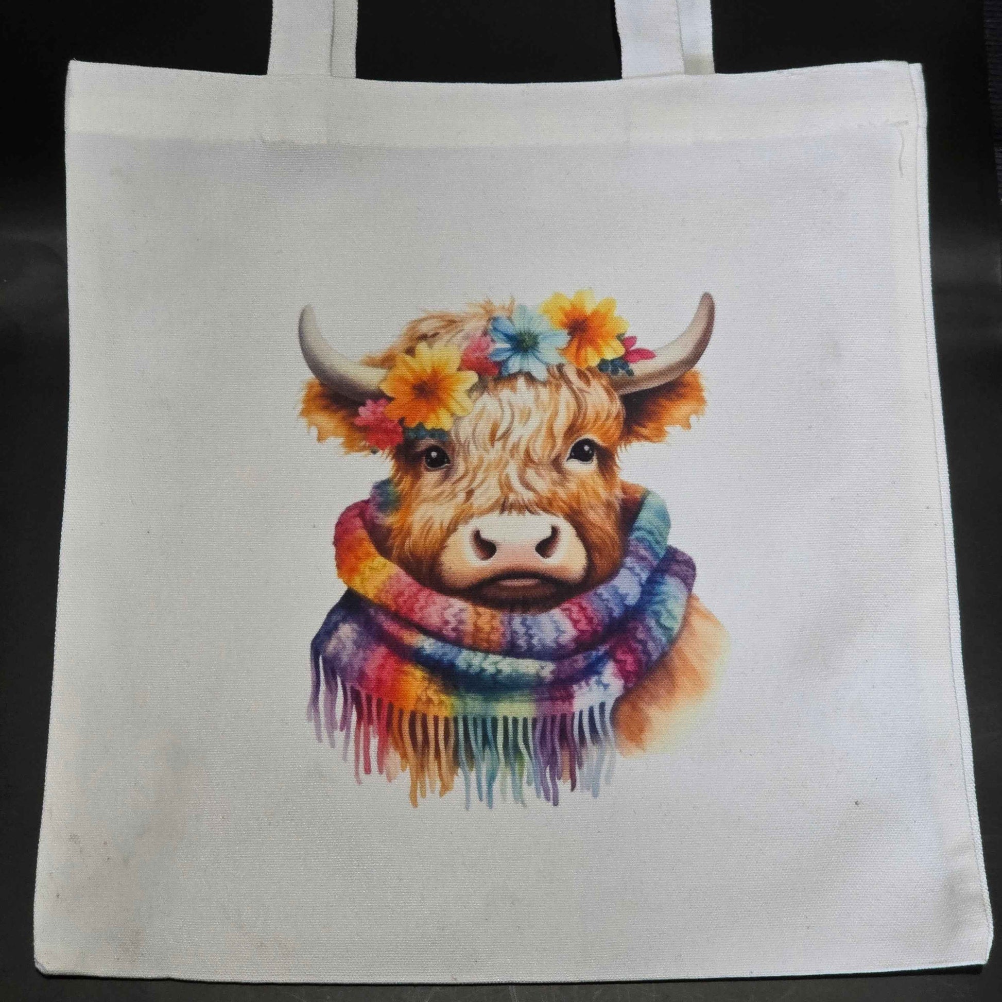 Colour Splash Highland Cow Canvas Tote Bag