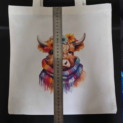 Colour Splash Highland Cow Canvas Tote Bag
