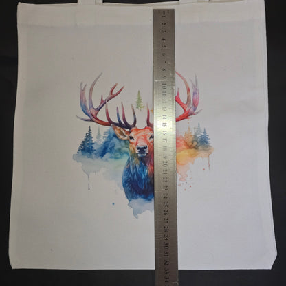 Colour Splash Stag Canvas Tote Bag