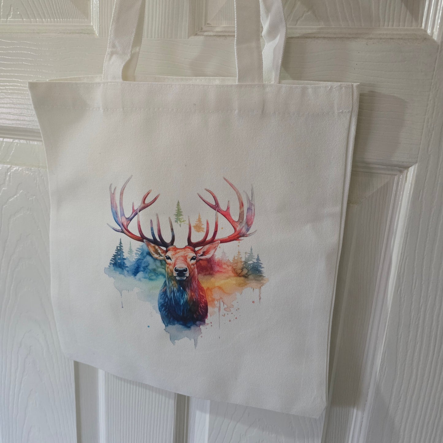 Colour Splash Stag Canvas Tote Bag