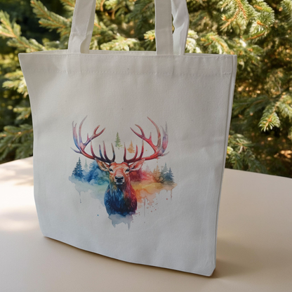Colour Splash Stag Canvas Tote Bag