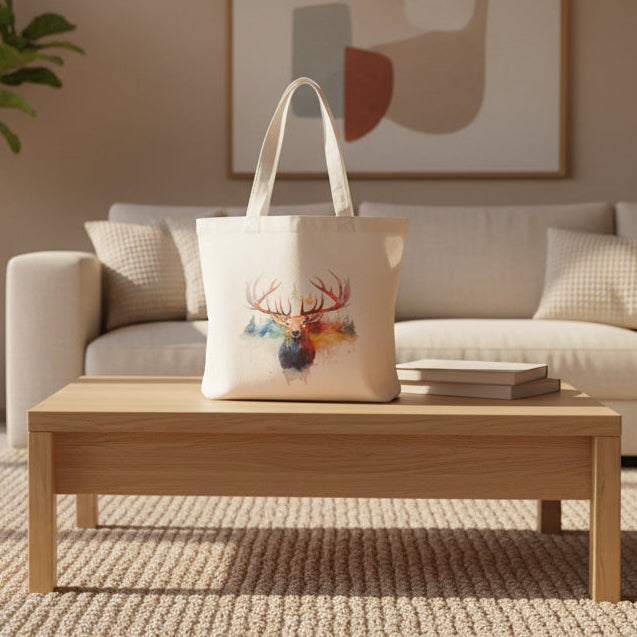 Colour Splash Stag Canvas Tote Bag