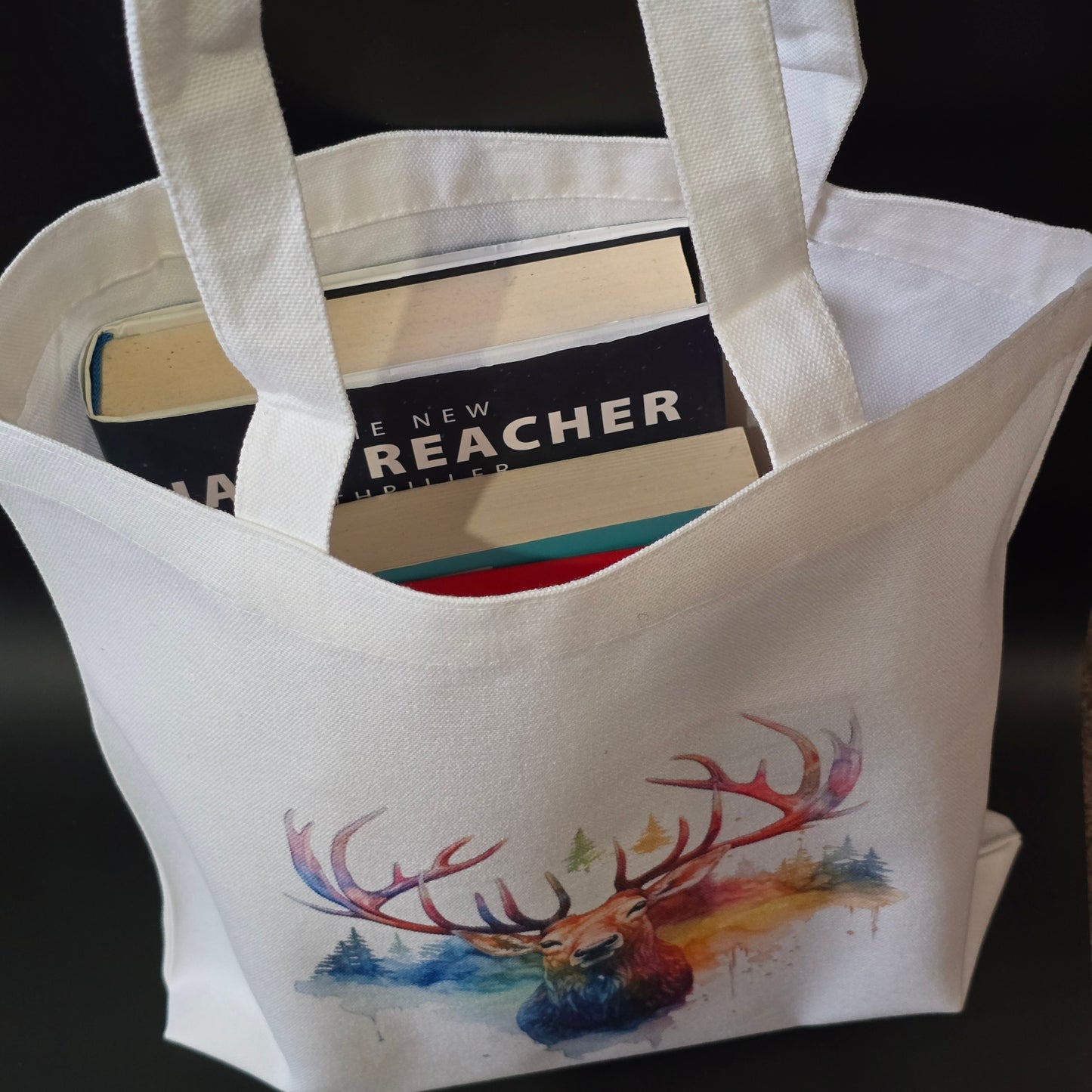 Colour Splash Stag Canvas Tote Bag