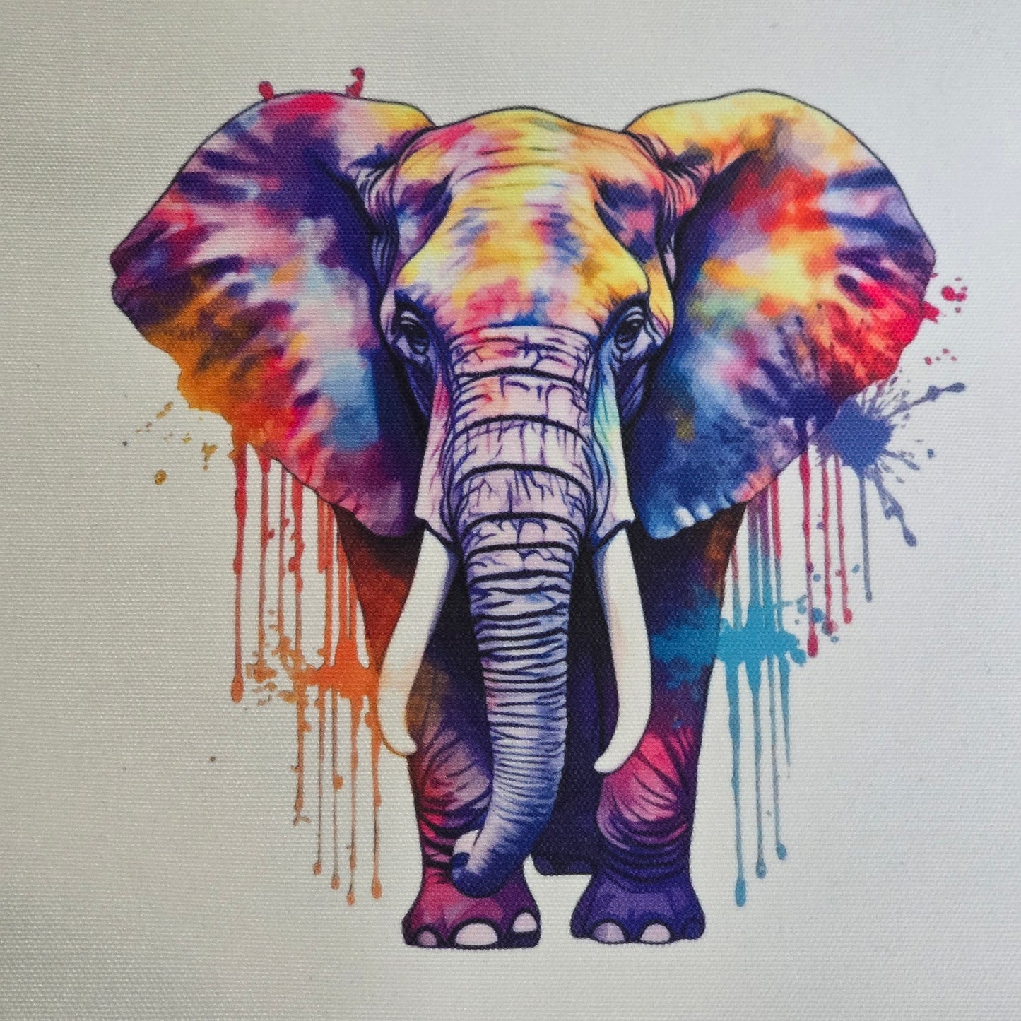 Colour Splash Elephant Canvas Tote Bag