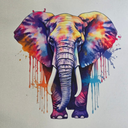 Colour Splash Elephant Canvas Tote Bag