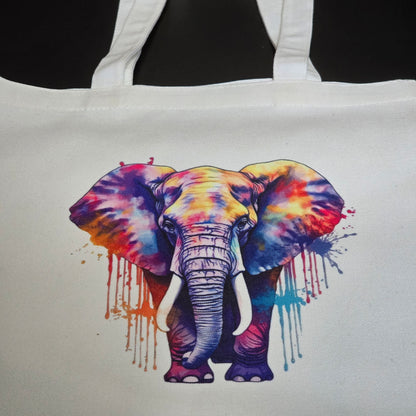 Colour Splash Elephant Canvas Tote Bag