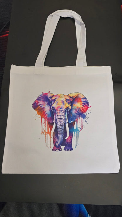 Colour Splash Elephant Canvas Tote Bag