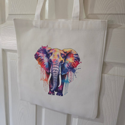 Colour Splash Elephant Canvas Tote Bag