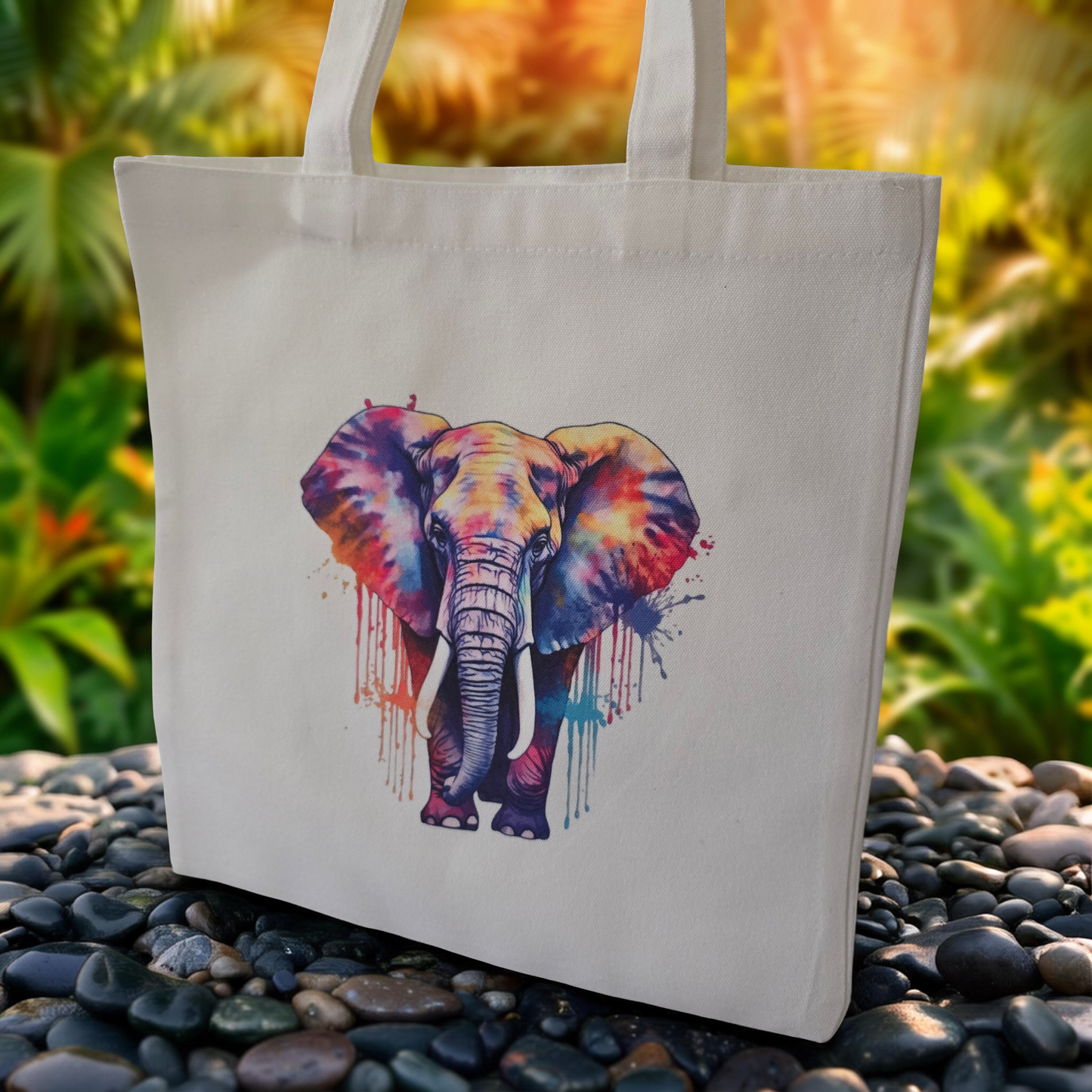 Colour Splash Elephant Canvas Tote Bag