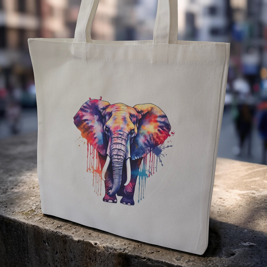 Colour Splash Elephant Canvas Tote Bag