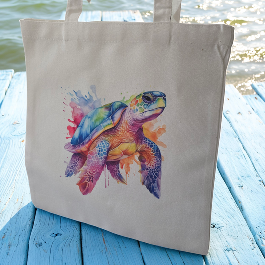 Colour Splash Sea Turtle Canvas Tote Bag