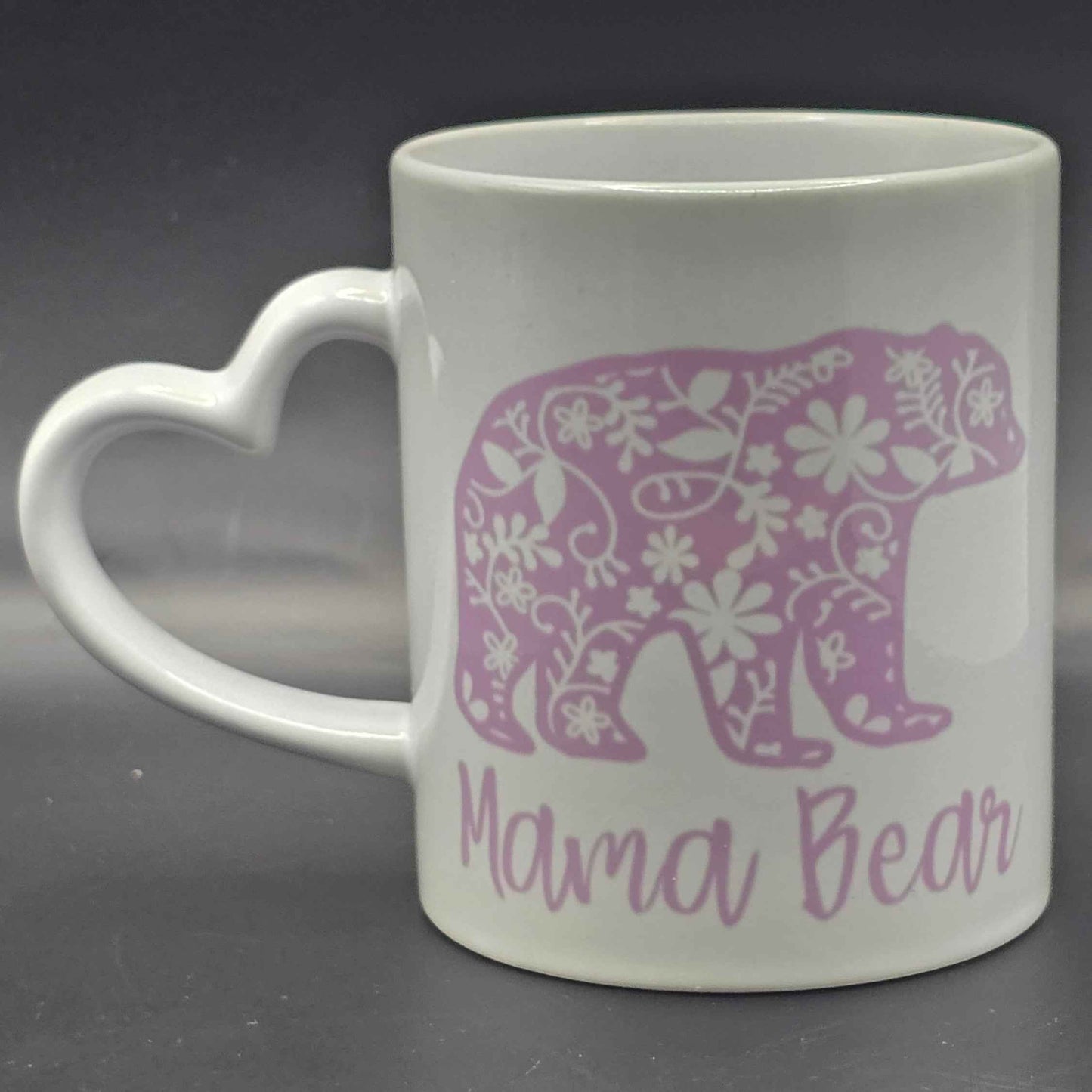 Floral Mama Bear Mug - Heart Handle Coffee Mug