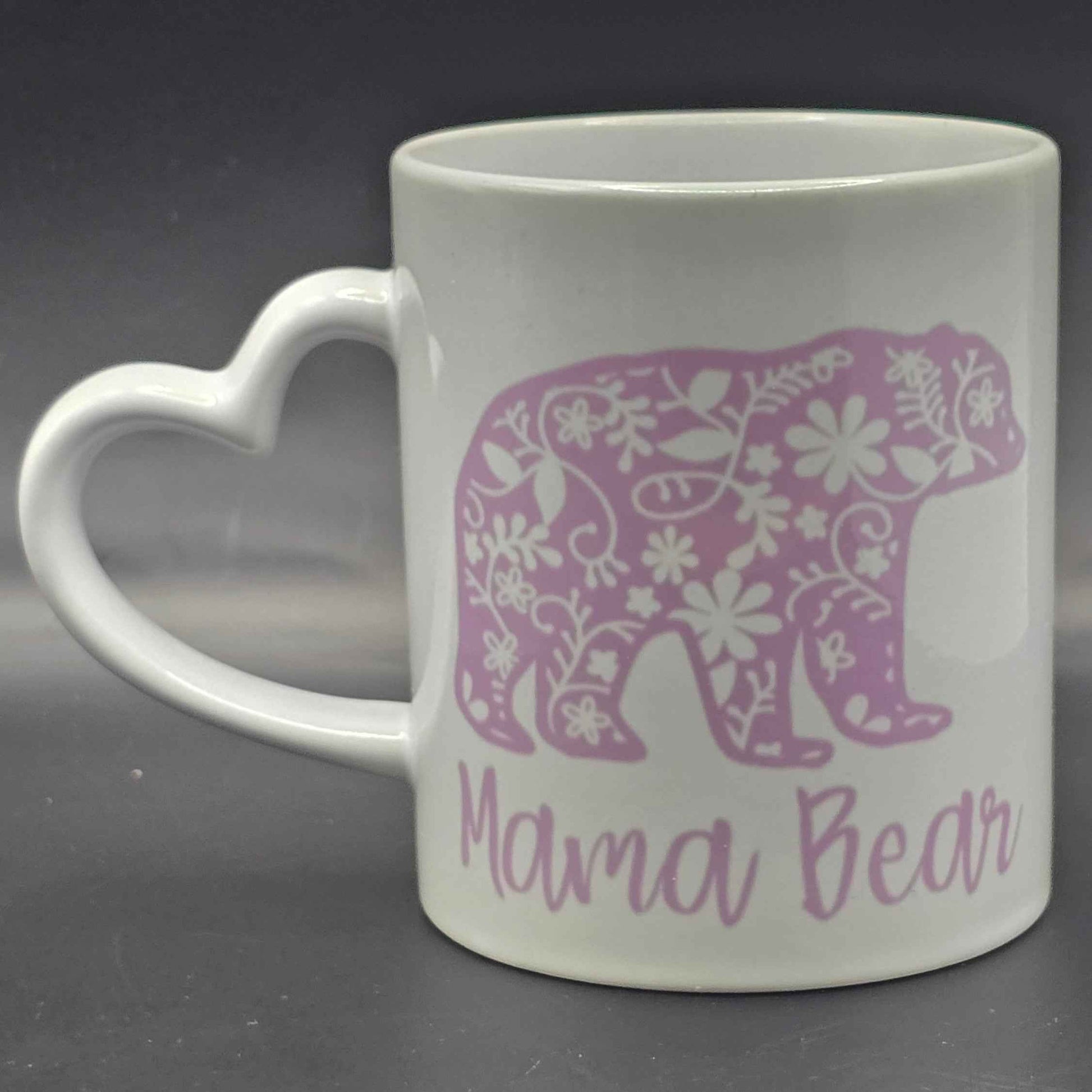 Floral Mama Bear Mug - Heart Handle Coffee Mug