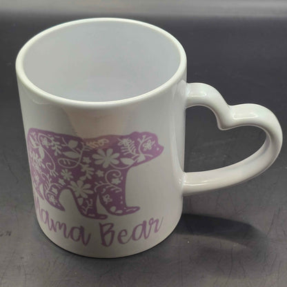 Floral Mama Bear Mug - Heart Handle Coffee Mug