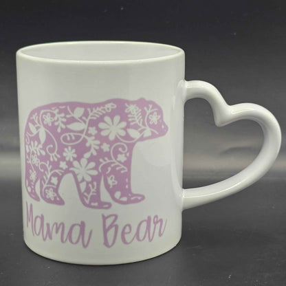 Floral Mama Bear Mug - Heart Handle Coffee Mug