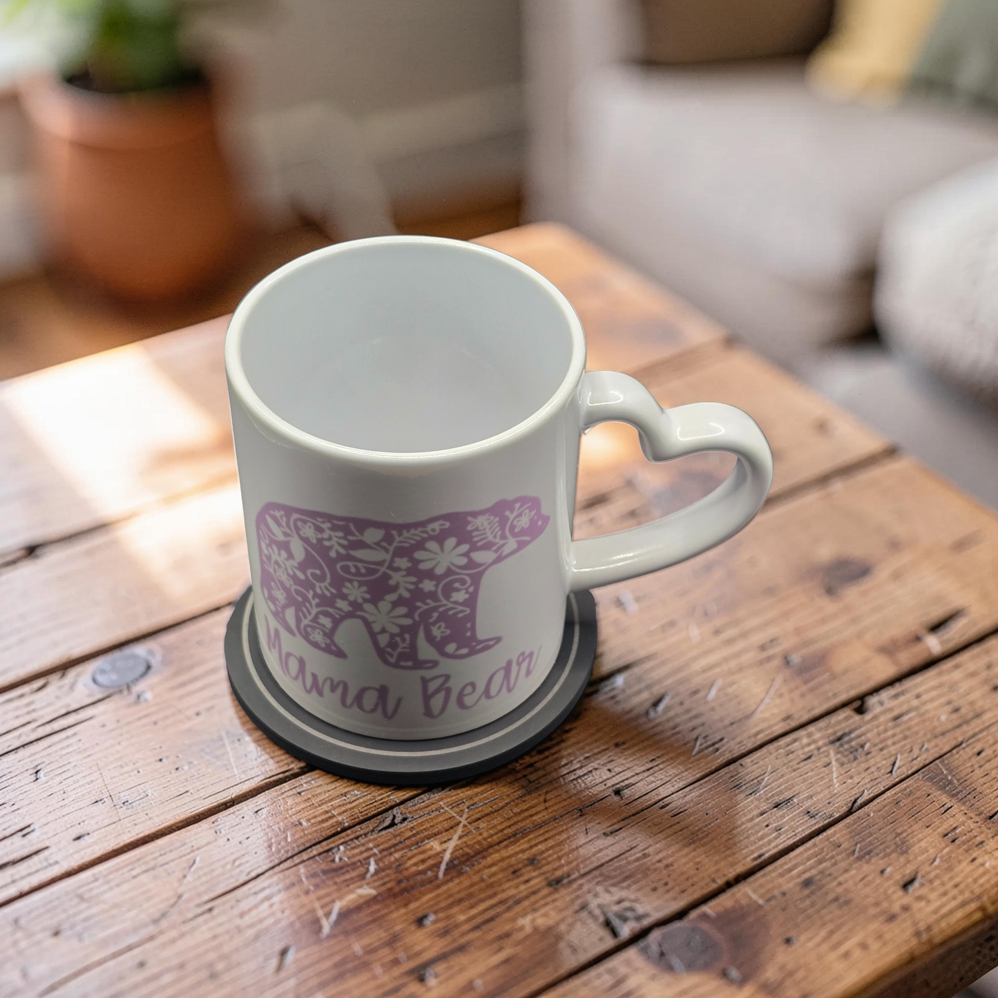Floral Mama Bear Mug - Heart Handle Coffee Mug