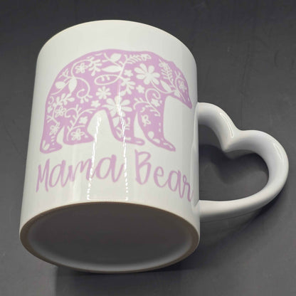 Floral Mama Bear Mug - Heart Handle Coffee Mug