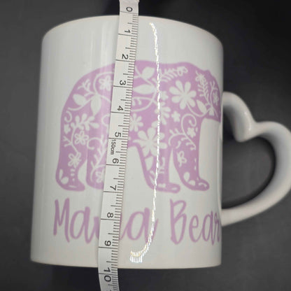 Floral Mama Bear Mug - Heart Handle Coffee Mug