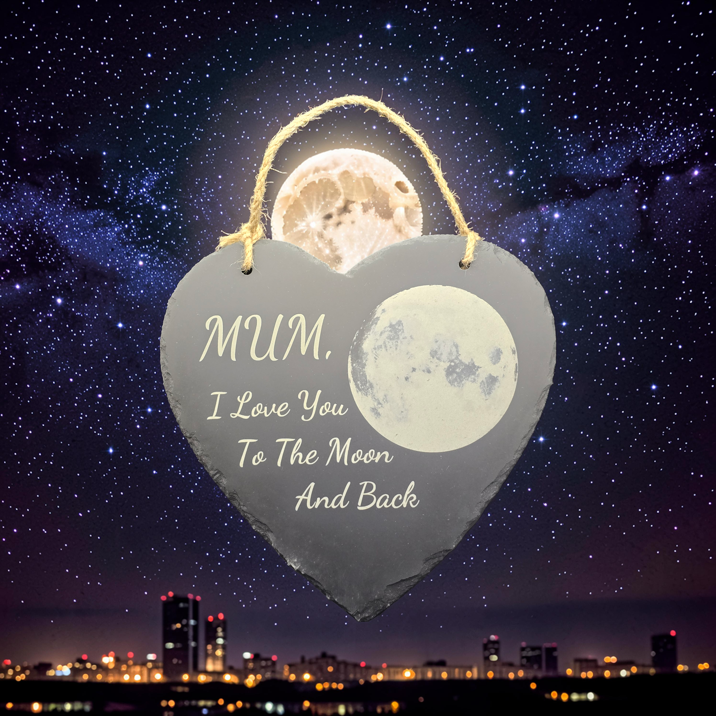 Mum, I Love you to the Moon and back - Decorative Slate