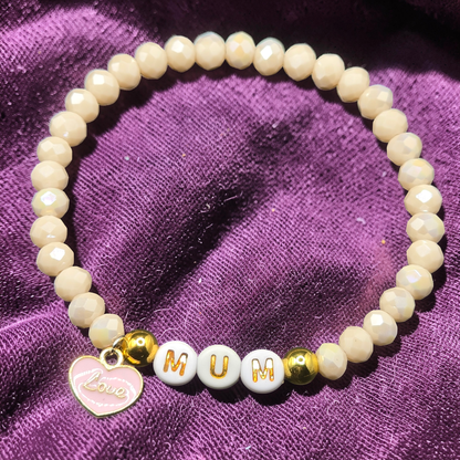 Mum Love Charm Beaded Bracelet