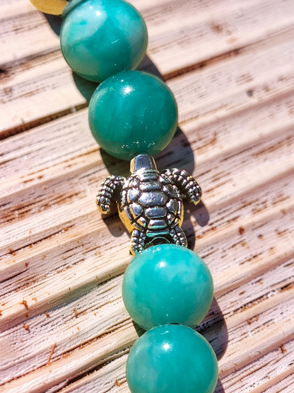 Sea Turtle Elastic Wraparound Bookmark - Turquoise beaded placeholder