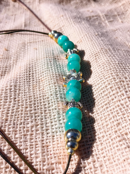 Sea Turtle Elastic Wraparound Bookmark - Turquoise beaded placeholder