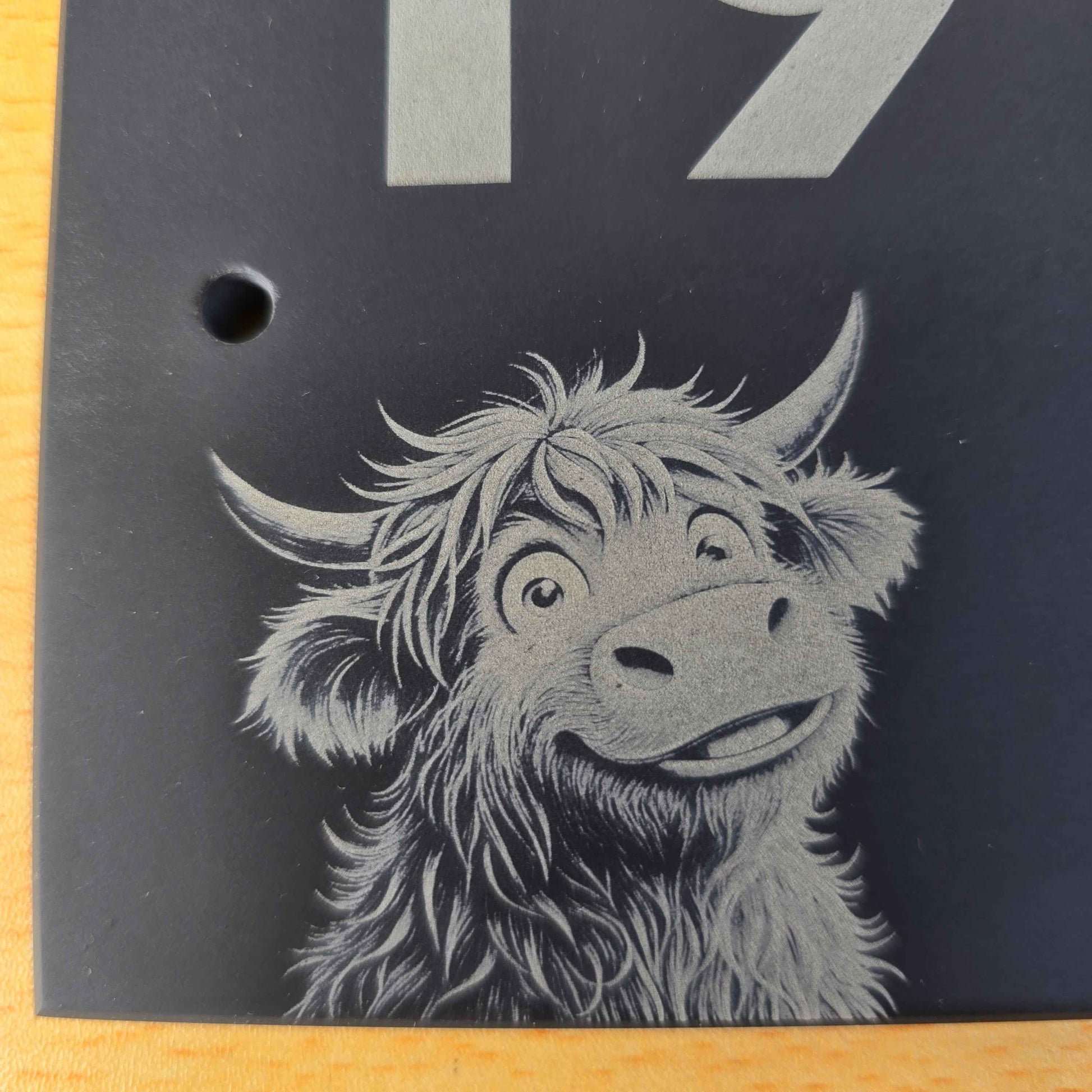 Highland Cow Slate House Sign with House Number and Street