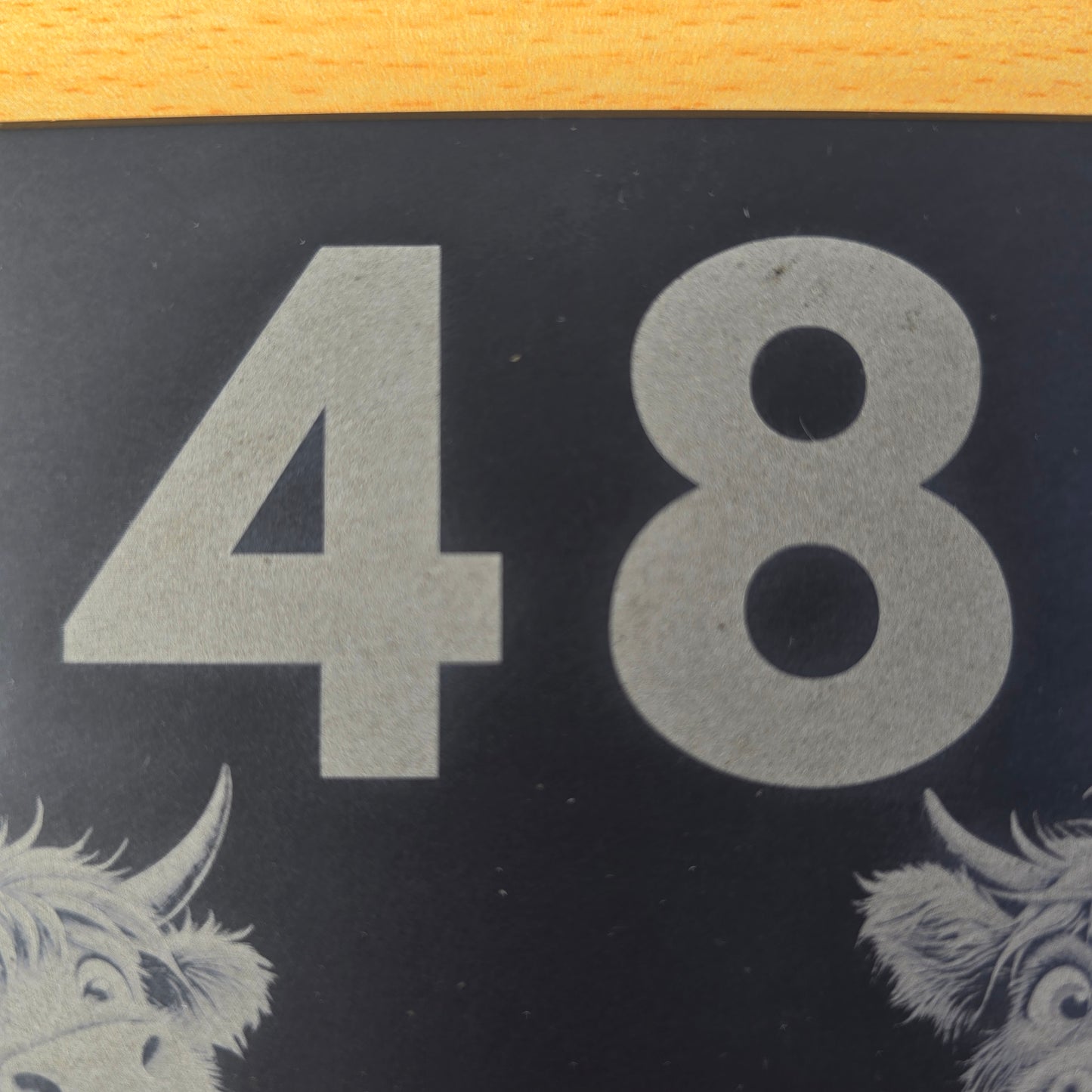 Highland Cow Family Slate House Sign with House Number