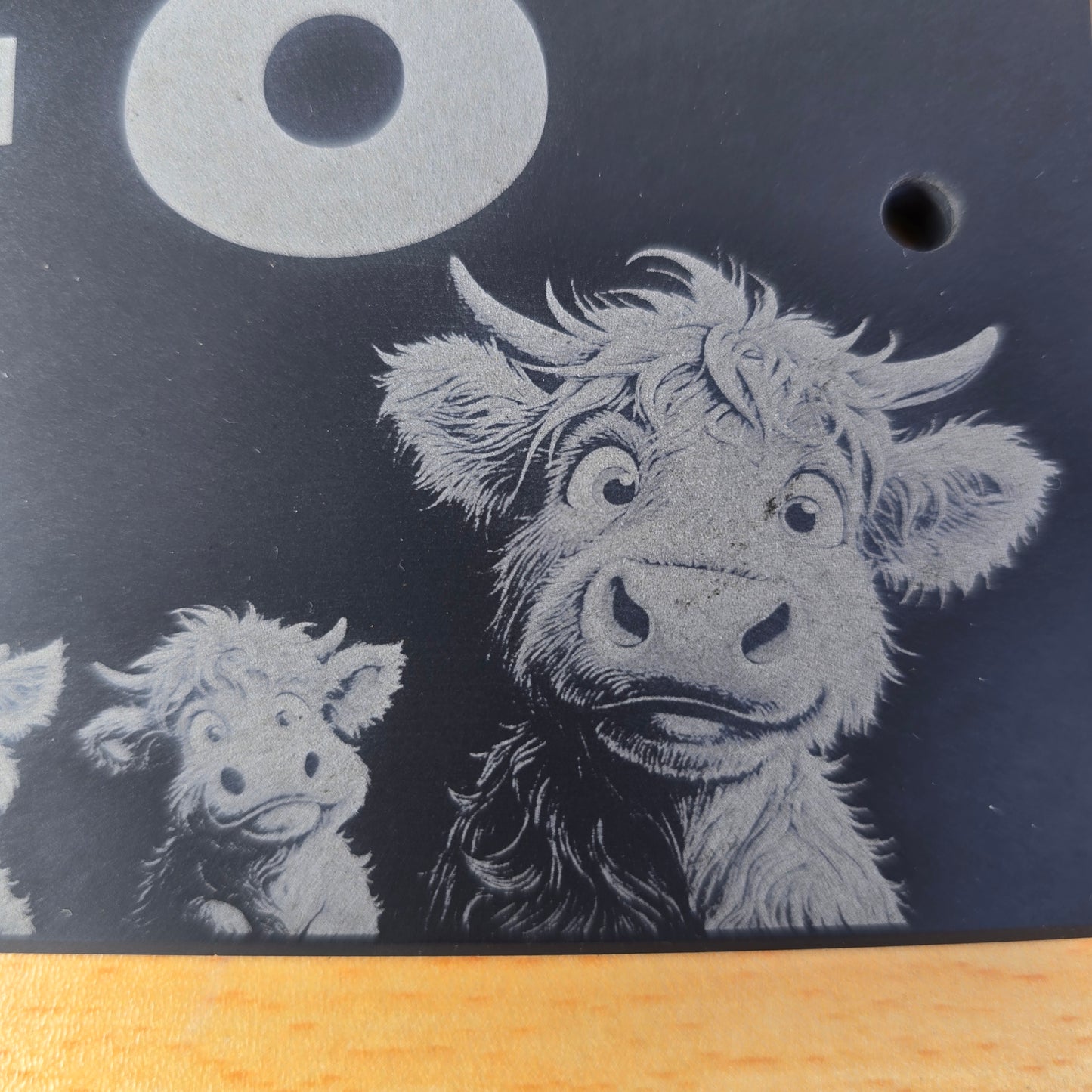Highland Cow Family Slate House Sign with House Number