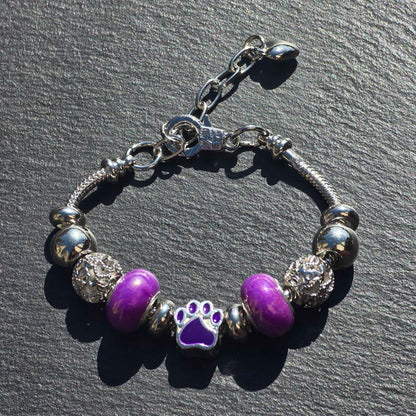 Purple Paw Stainless Steel Snake Chain Bracelet