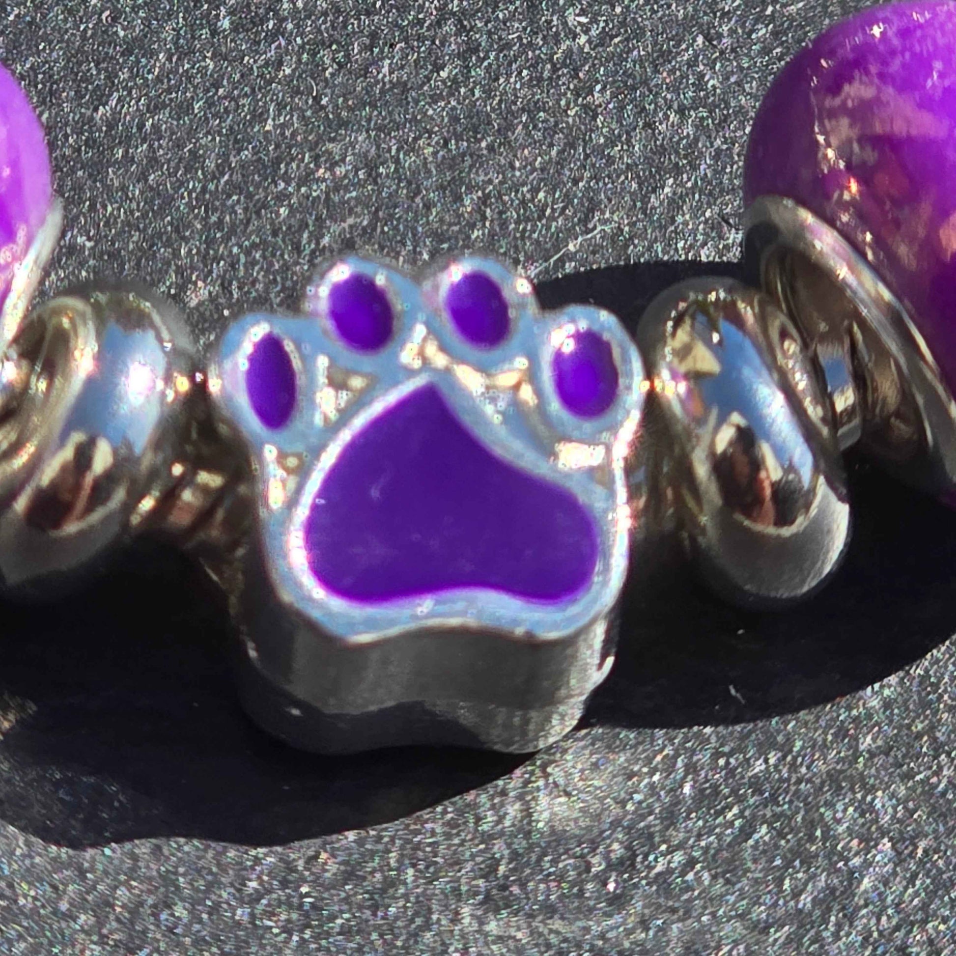 Purple Paw Stainless Steel Snake Chain Bracelet