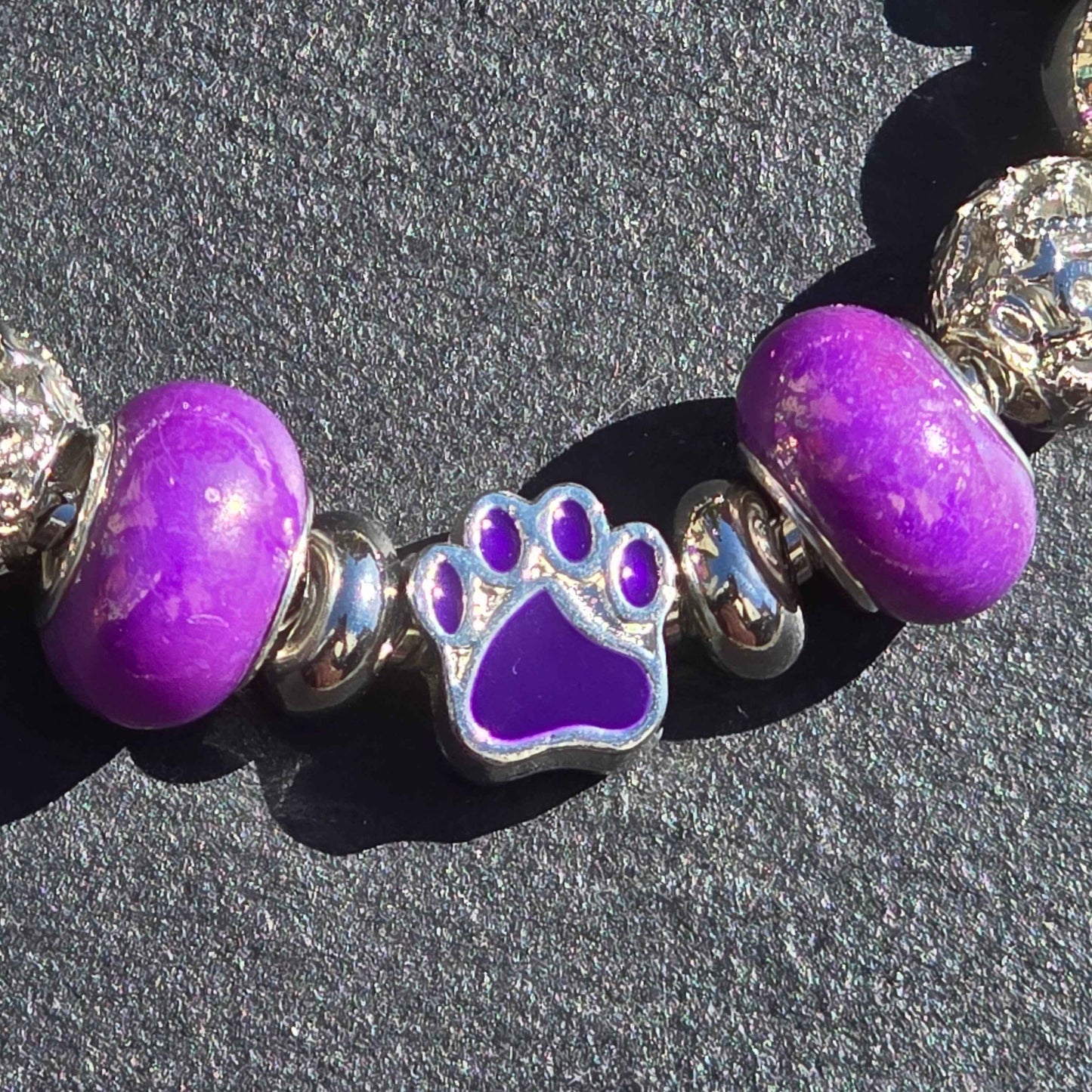 Purple Paw Stainless Steel Snake Chain Bracelet
