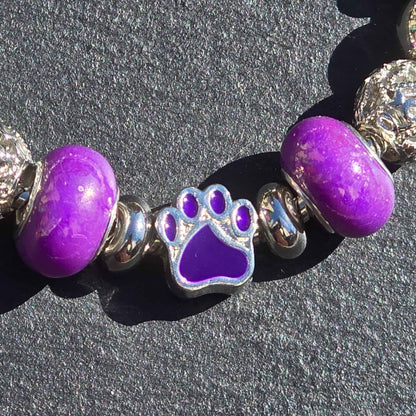 Purple Paw Stainless Steel Snake Chain Bracelet