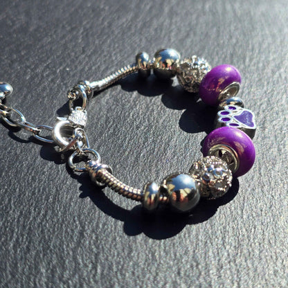 Purple Paw Stainless Steel Snake Chain Bracelet