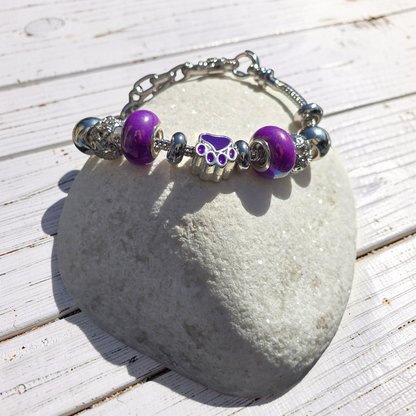 Purple Paw Stainless Steel Snake Chain Bracelet