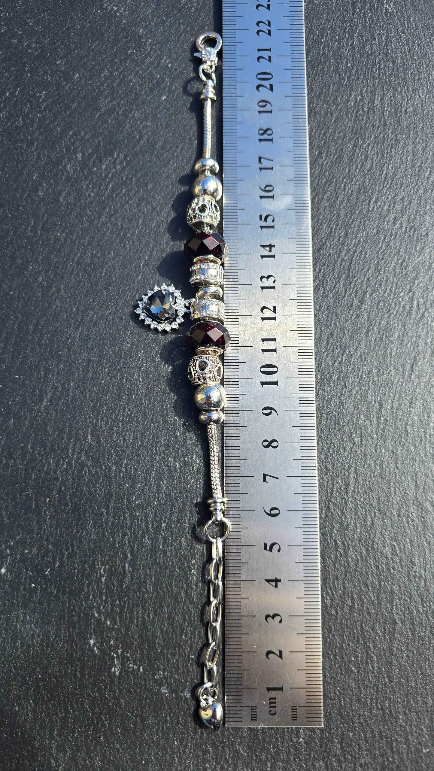 Black Heart Snake Chain Charm Bracelet