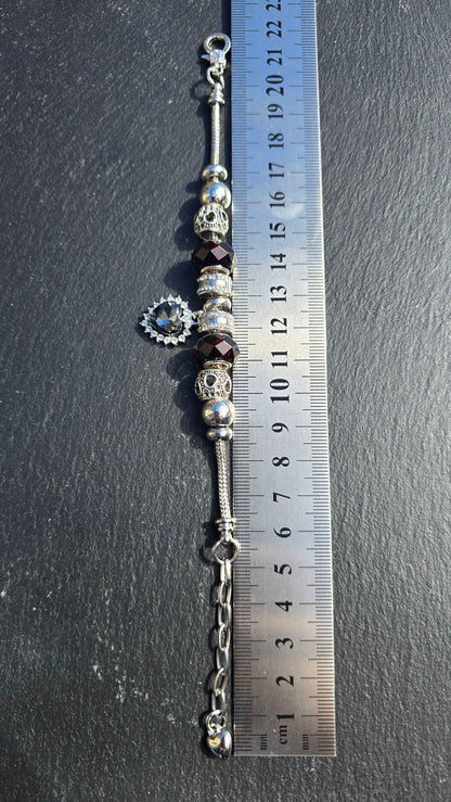 Black Heart Snake Chain Charm Bracelet