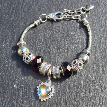 Black Heart Snake Chain Charm Bracelet