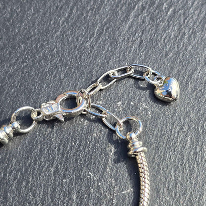 Black Heart Snake Chain Charm Bracelet