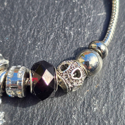 Black Heart Snake Chain Charm Bracelet