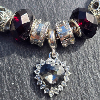 Black Heart Snake Chain Charm Bracelet
